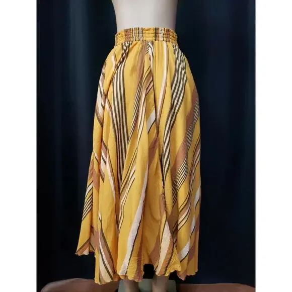 NE QUITTEZ PAS Striped Midi mustard Size S Womens midi Skirt #CB4 - Picture 8 of 12